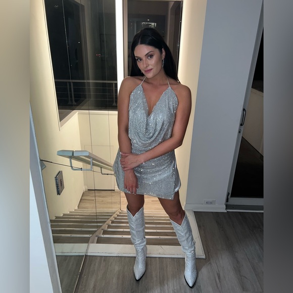 Trendy & Tipsy Showstopper Rhinestone Mini Dress - Silver - Picture 4 of 5